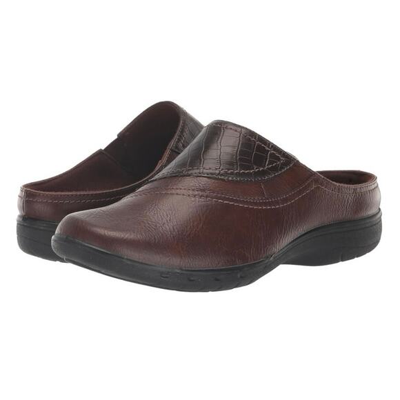 NWT Easy Street Women's Parley Slip On Mule Slides Dark Brown Crocodile 7.5 Wide - Picture 1 of 9